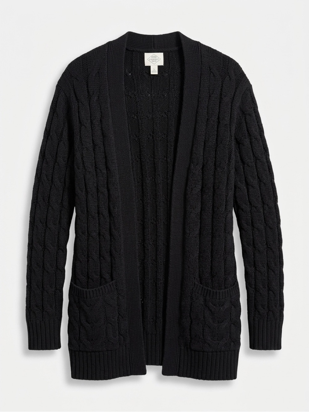 St. John's Bay Black Cable-Knit Open-Front Cardigan